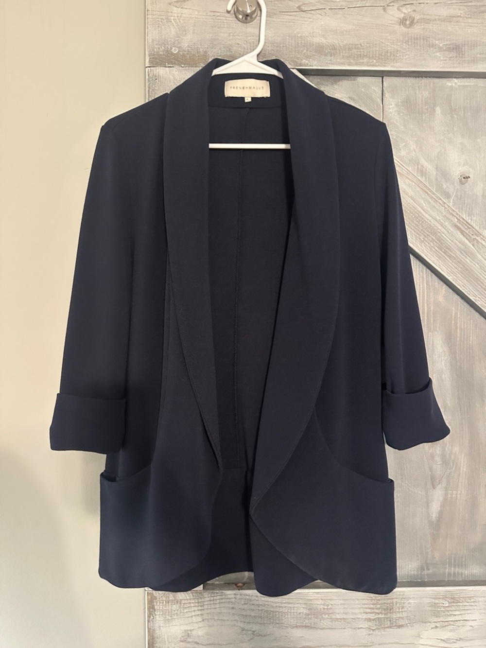 Modern Open-Front Navy Blazer Jacket